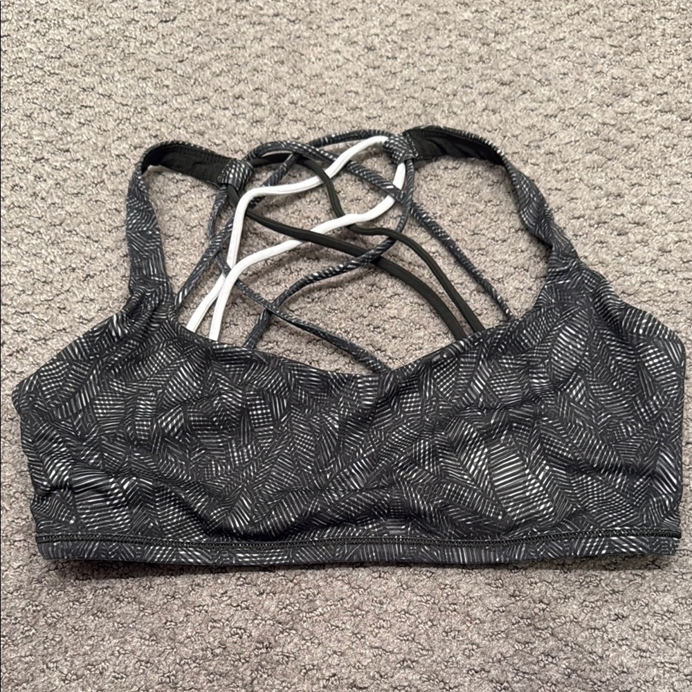 Lululemon - Free to Be Wild Olive Green Leaf Print Sports Bra